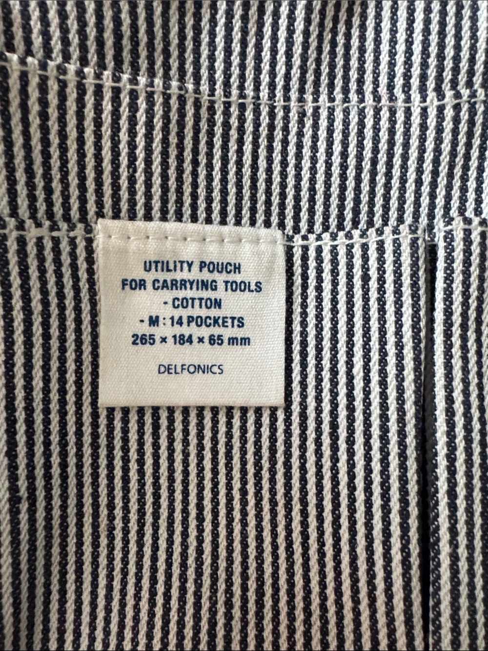 Delfonics Striped Canvas Utility Pouch - Black & White Size M - Picture 2 of 4